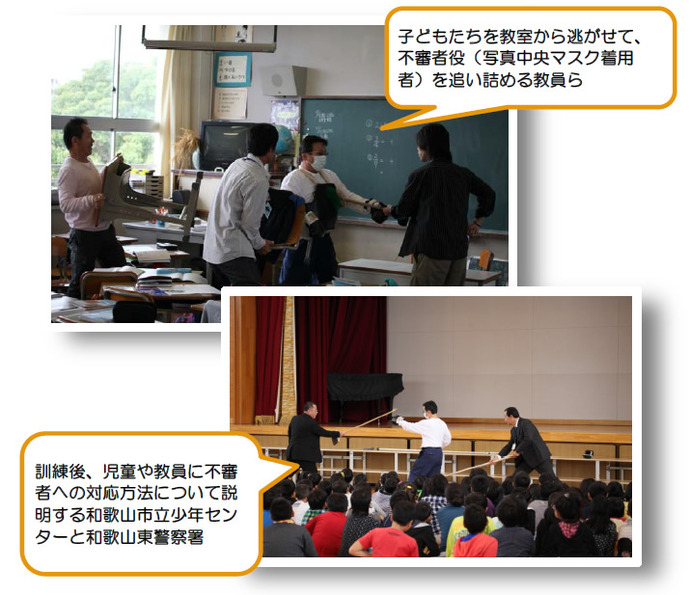 写真：松江小学校にて防犯訓練