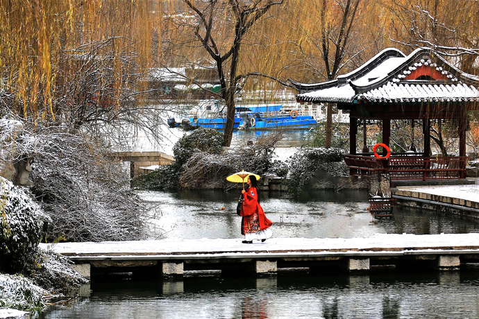 大明湖の雪景色