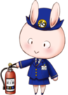 消火器を持った和びっとちゃんのイラスト
