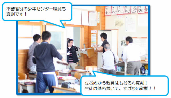 写真：不審者対応訓練