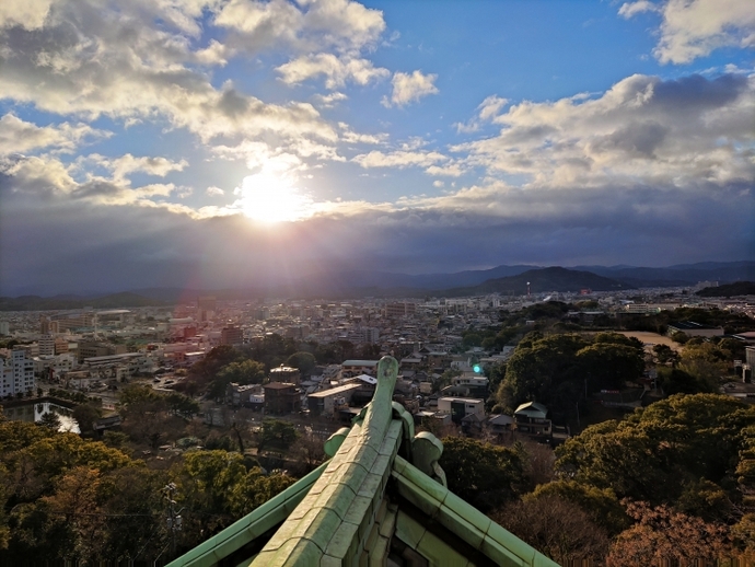 天守閣から見た初日の出