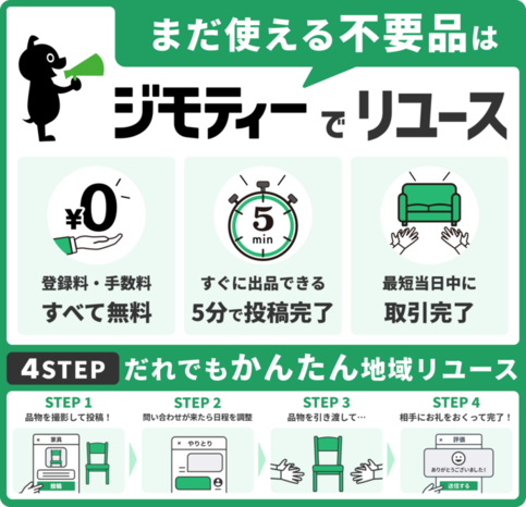 ジモティー出品の流れ（外部リンク・新しいウインドウで開きます）