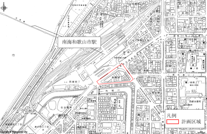 和歌山市駅前南地区　位置図
