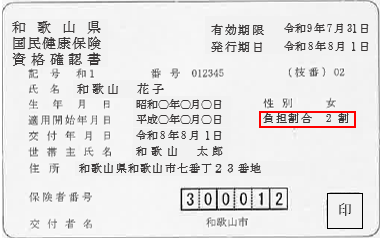 資格確認書の例