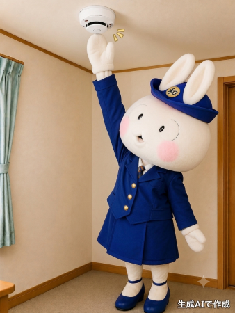住宅用火災警報器に関連し、定期的な点検を啓発しているイラスト